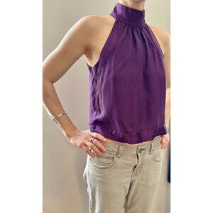 **SOLD** Jacob Purple Silk Halter Crop Top – Size XS